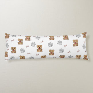 White Puppy Dog & Paws Body Pillow