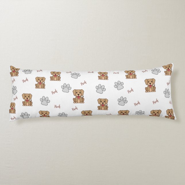 White Puppy Dog & Paws Body Pillow (Back)