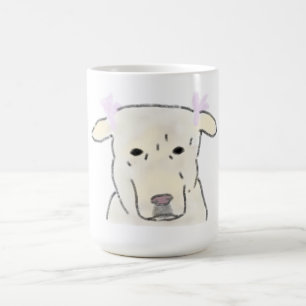 White Puppy Head With Pink Bows Coffee Mug