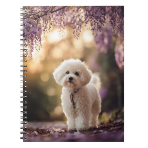 White Puppy in Wisteria Garden Spiral Notebook