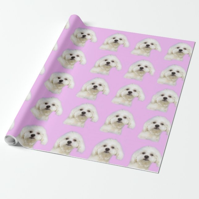 White Puppy #Maltese Wrapping Paper (Unrolled)