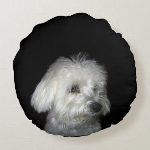 White Puppy Round Cushion