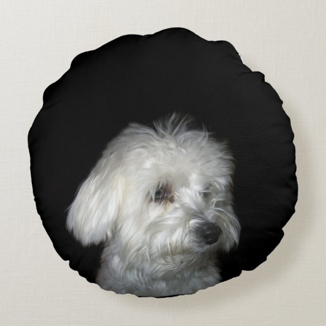 White Puppy Round Cushion (Back)