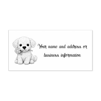 White Puppy with Flower Self-inking Stamp