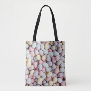 White, purple, and yellow stones tote bag