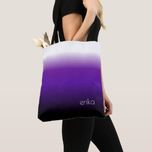 White Purple Black Ombre Tote Bag