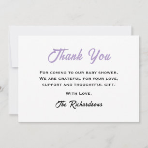 White Purple Easter Baby Shower Little Bunny Cool Thank You Card