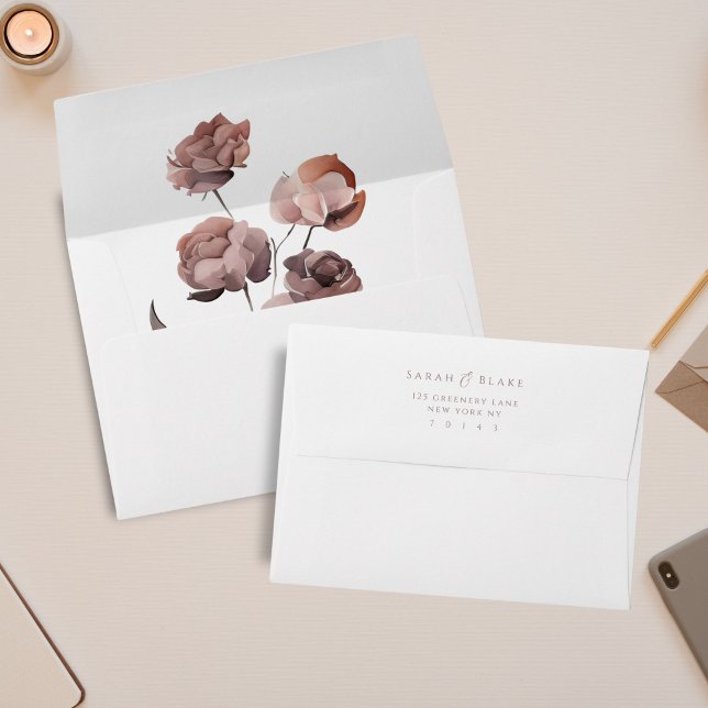 White Purple Floral Envelope with Return Address (Creator Uploaded)