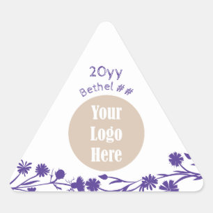 White, Purple Flowers Job's Daughters Party Favour Triangle Sticker