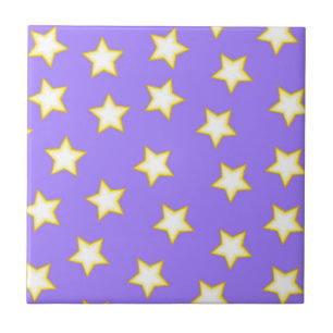 White Purple Geometric Stars Pattern Ceramic Tile