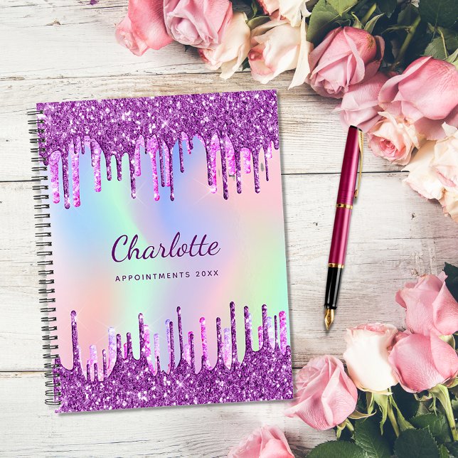White purple glitter drips pink planner (Creator Uploaded)