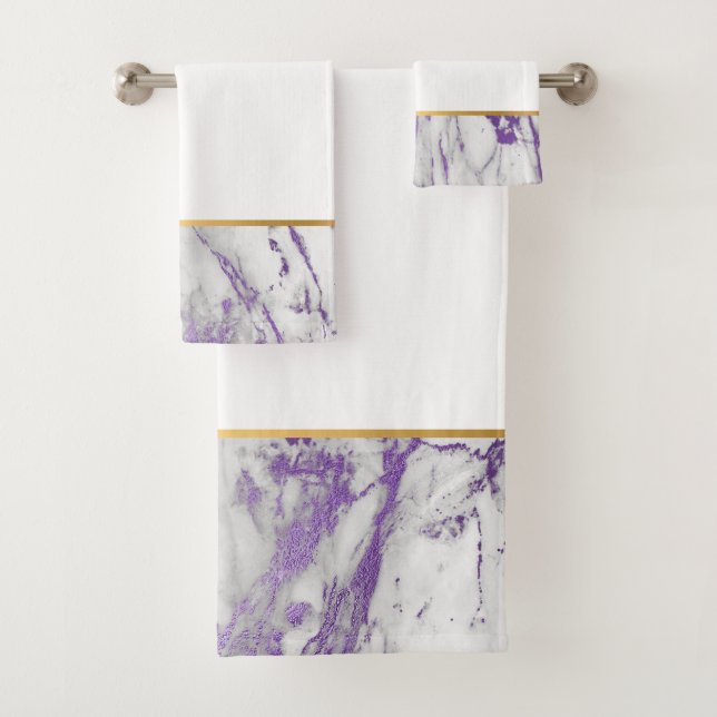 WHITE PURPLE HAZE MARBLE BATHROOM TOWEL SET (Insitu)