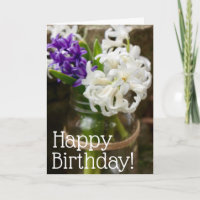 White & Purple Hyacinth Birthday Blessings Card