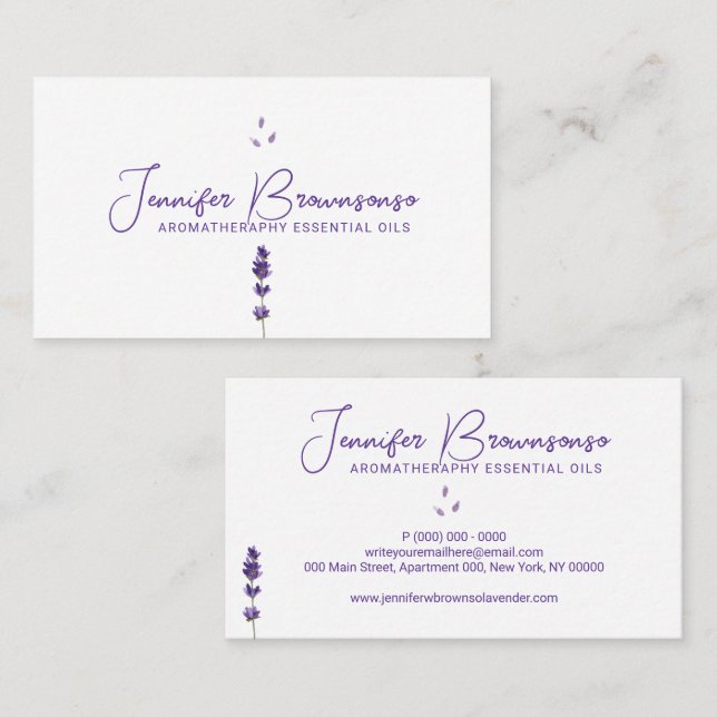 White Purple Lavender Business Card (Front/Back)