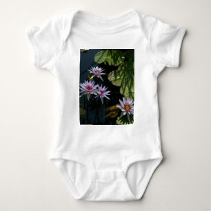 White Purple Lotus Waterlilies Baby Bodysuit