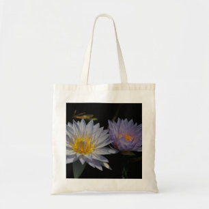 White & Purple Lotus Waterlilies tote bag
