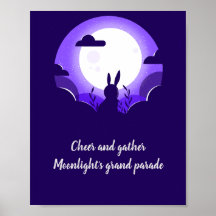 White Purple Moon Rabbits Mid-Autumn Festival