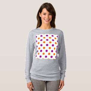 White Purple Orange Polka Dots Pattern T-Shirt