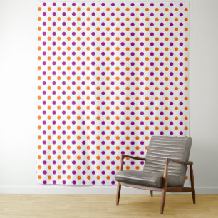 White Purple Orange Polka Dots Pattern Tapestry