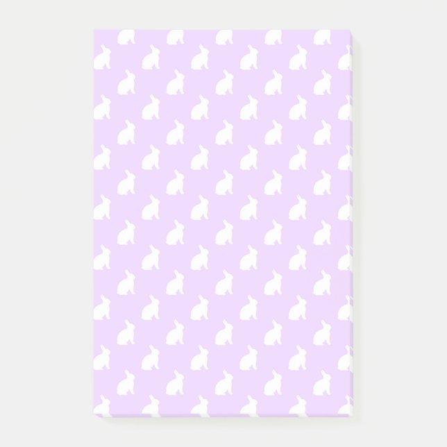 White Purple Pastel Bunny Background Bunnies Post-it Notes (Front)