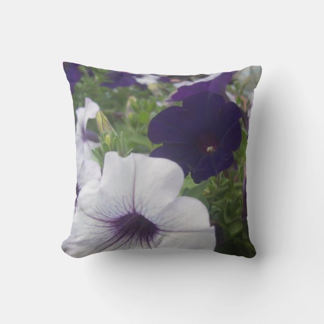 White & Purple Petunias Cushion (Front)