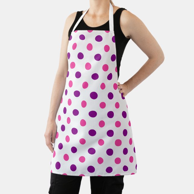 White Purple Pink Polka Dots Pattern  Apron (Insitu)