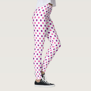 White Purple Pink Polka Dots Pattern  Leggings