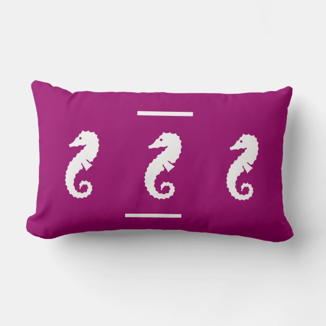 white /purple pink SEAHORSE on PILLOW coastal (Front)