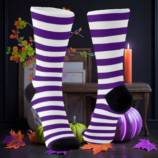 White & Purple Striped Socks