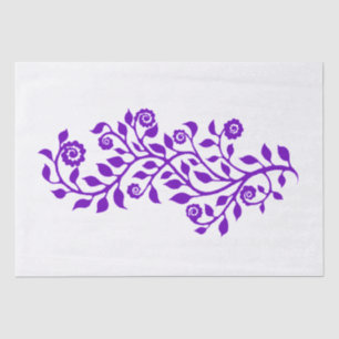White & Purple Swirly Floral Ornament Nice Simple Tissue Paper