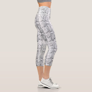White Python Snake Skin Capri Leggings