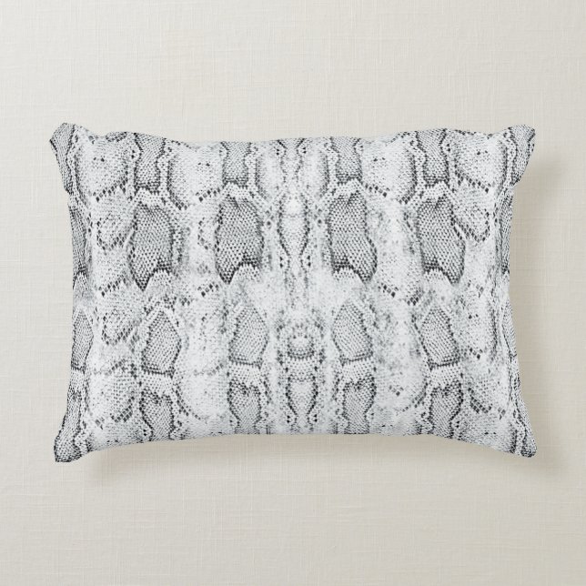 White Python Snake Skin Print Decorative Cushion (Front)