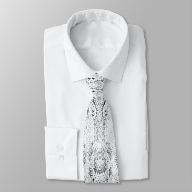 White Python Snake Skin Print Tie (Tied)