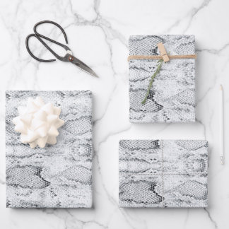 White Python Snake Skin Print Wrapping Paper Sheet
