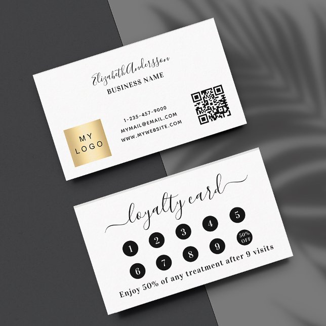 White qr code business logo loyalty card (Creator Uploaded)