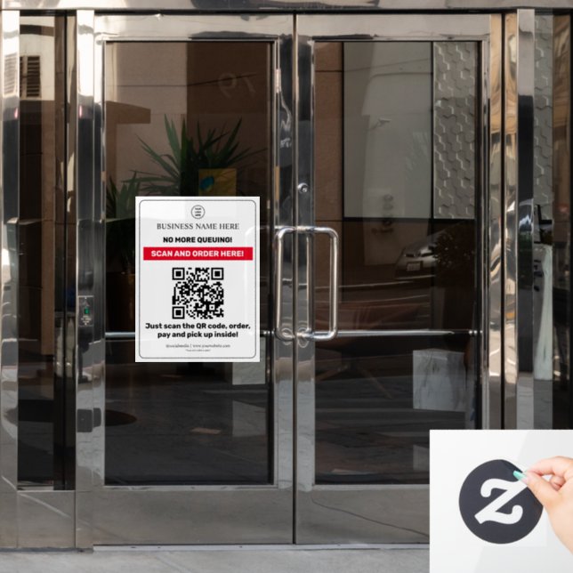 White | QR Code Menu Scan Order Pay Pick up Window (Office Door)
