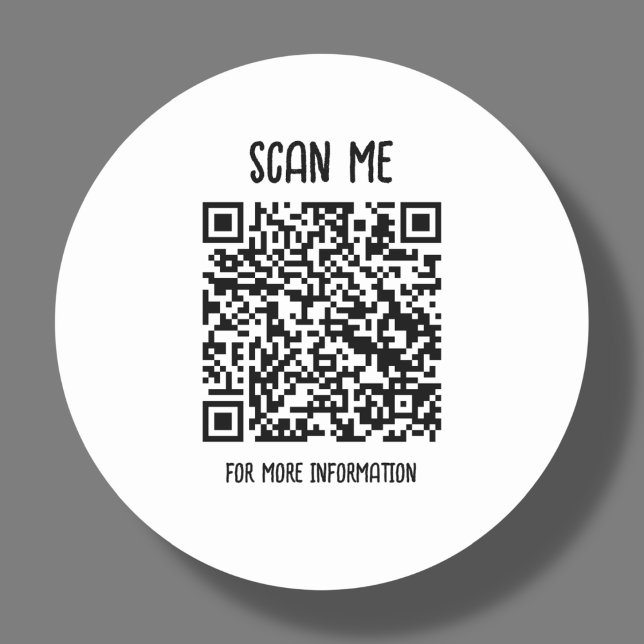 White QR Code Scan For More Information Classic Round Sticker (Creator Uploaded)