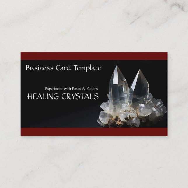 White Quartz Crystal Healing Crystals  Business Card (Front)