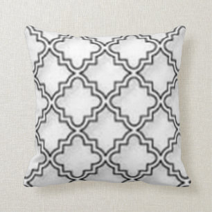 "WHITE QUATREFOIL CUSTOM DESIGN THROW PILLOW" CUSHION