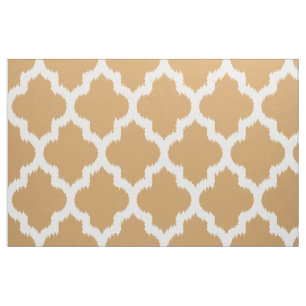 White Quatrefoil Ikat & Custom Beige Background Fabric