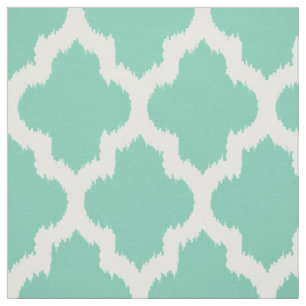 White Quatrefoil Ikat With Custom Mint Background Fabric