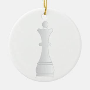 White queen chess piece ceramic ornament
