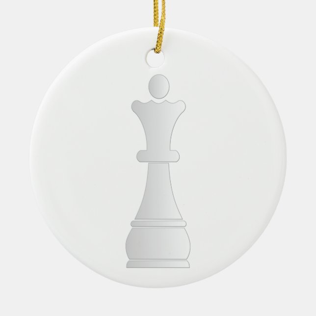 White queen chess piece ceramic ornament (Front)