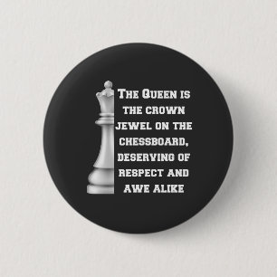 White Queen Chess Piece Power Respect Strategy 6 Cm Round Badge