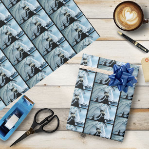 White Queen White Dragon Fantasy Wrapping Paper