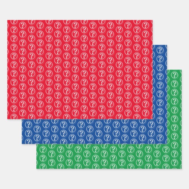 White Question Marks Pattern 3D Wrapping Paper Sheet (Set)