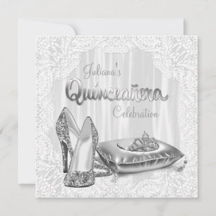 White Quinceanera Invitation