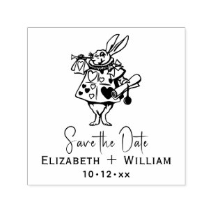 White Rabbit Alice Adv in Wonderland Save the Date Self-inking Stamp