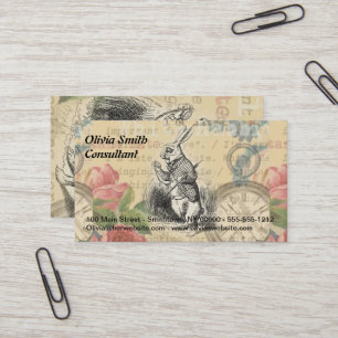 White Rabbit Alice Adventures Wonderland Art Business Card