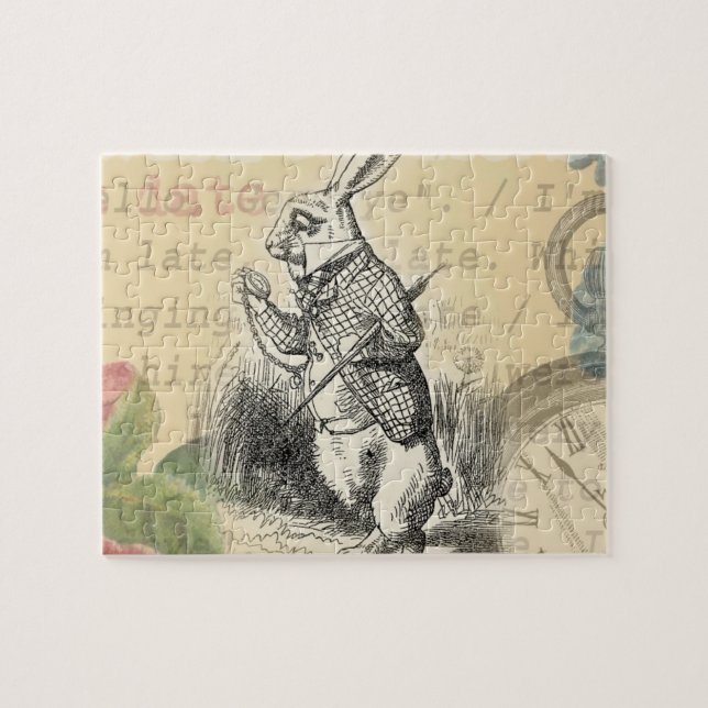 White Rabbit Alice Adventures Wonderland Art Jigsaw Puzzle (Horizontal)